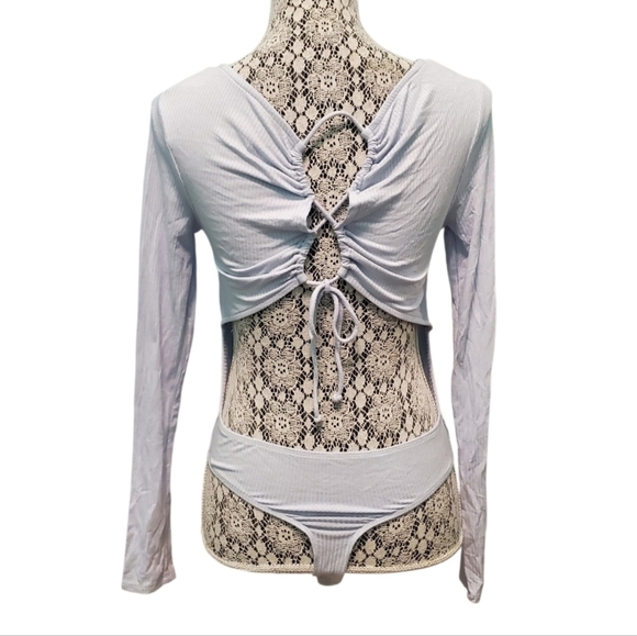 NWOT Wild Fable Women's Light Blue Ribbed Bodysuit S - Picture 8 of 8